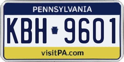 PA license plate KBH9601