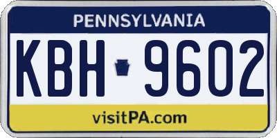 PA license plate KBH9602