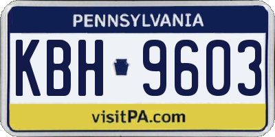 PA license plate KBH9603