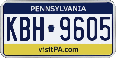 PA license plate KBH9605