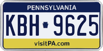 PA license plate KBH9625