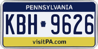 PA license plate KBH9626
