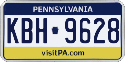 PA license plate KBH9628