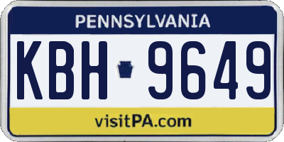 PA license plate KBH9649