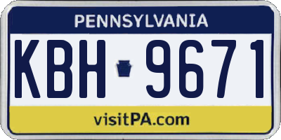 PA license plate KBH9671