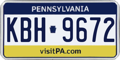 PA license plate KBH9672