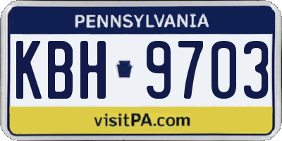 PA license plate KBH9703