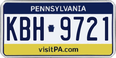 PA license plate KBH9721