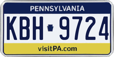 PA license plate KBH9724