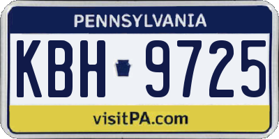 PA license plate KBH9725