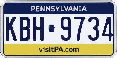 PA license plate KBH9734