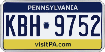 PA license plate KBH9752