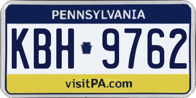 PA license plate KBH9762