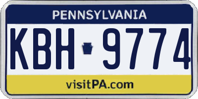 PA license plate KBH9774