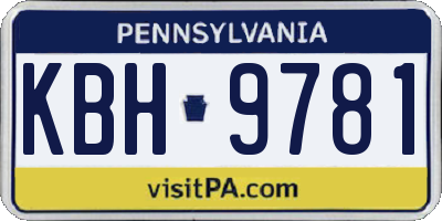 PA license plate KBH9781