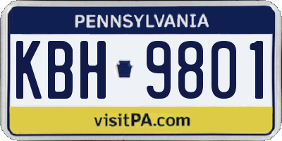 PA license plate KBH9801