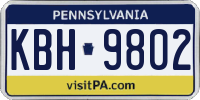 PA license plate KBH9802