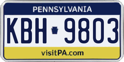 PA license plate KBH9803