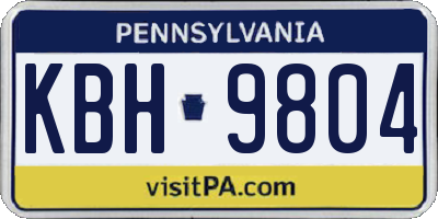 PA license plate KBH9804