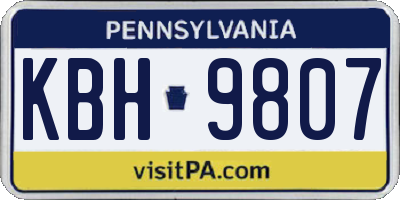 PA license plate KBH9807