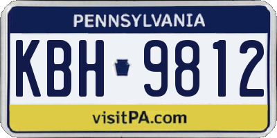 PA license plate KBH9812