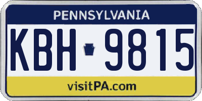 PA license plate KBH9815