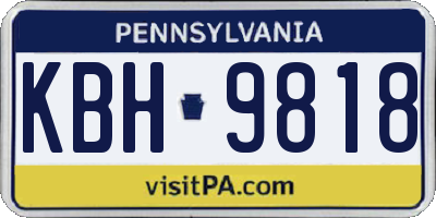PA license plate KBH9818