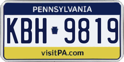 PA license plate KBH9819