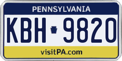 PA license plate KBH9820