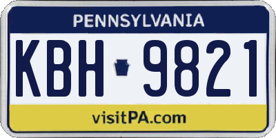 PA license plate KBH9821