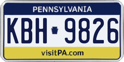 PA license plate KBH9826