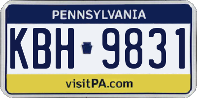 PA license plate KBH9831