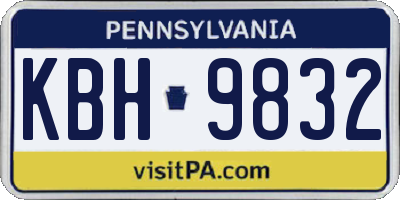 PA license plate KBH9832