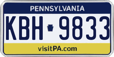 PA license plate KBH9833