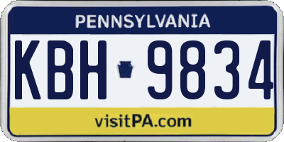 PA license plate KBH9834