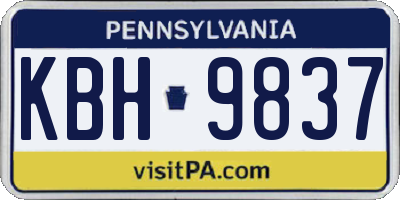 PA license plate KBH9837