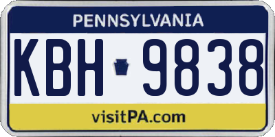 PA license plate KBH9838