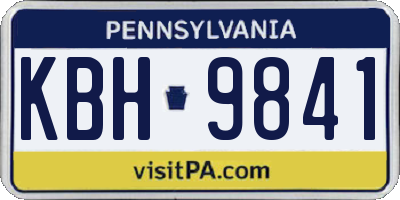 PA license plate KBH9841