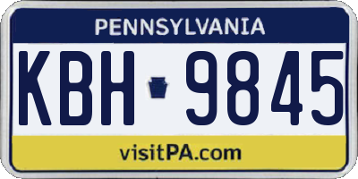 PA license plate KBH9845