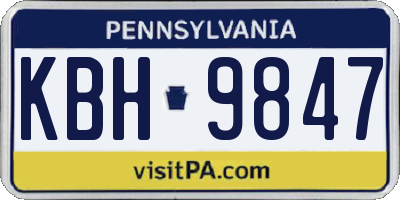 PA license plate KBH9847