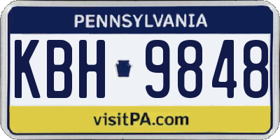 PA license plate KBH9848