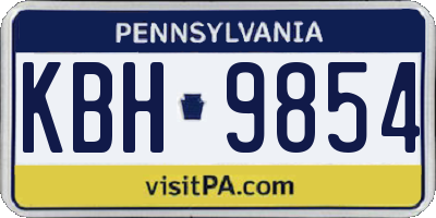 PA license plate KBH9854