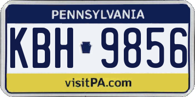 PA license plate KBH9856