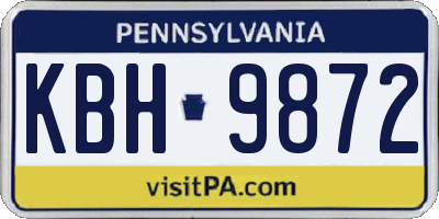 PA license plate KBH9872