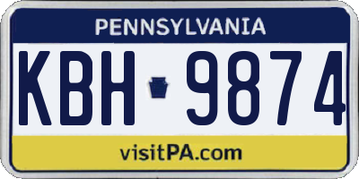 PA license plate KBH9874