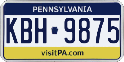 PA license plate KBH9875