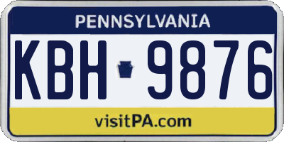 PA license plate KBH9876
