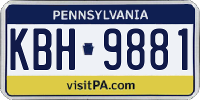 PA license plate KBH9881