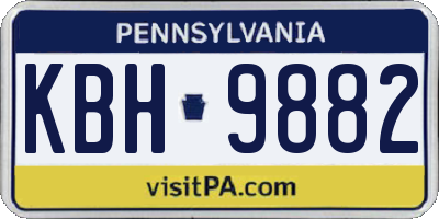 PA license plate KBH9882