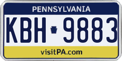 PA license plate KBH9883